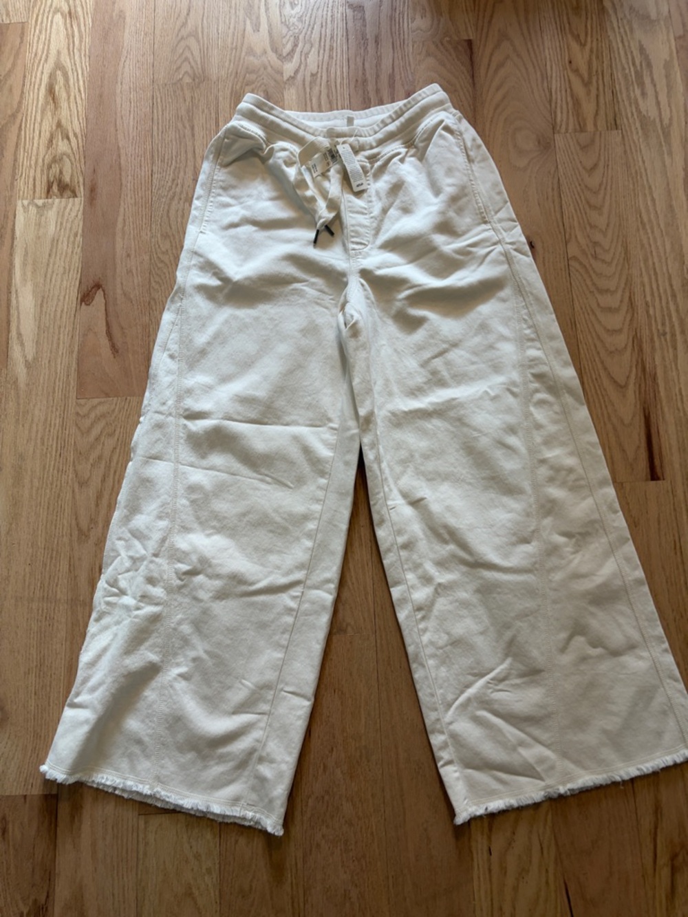 Aerie Off-White Drawstring Wide Cotton Pants